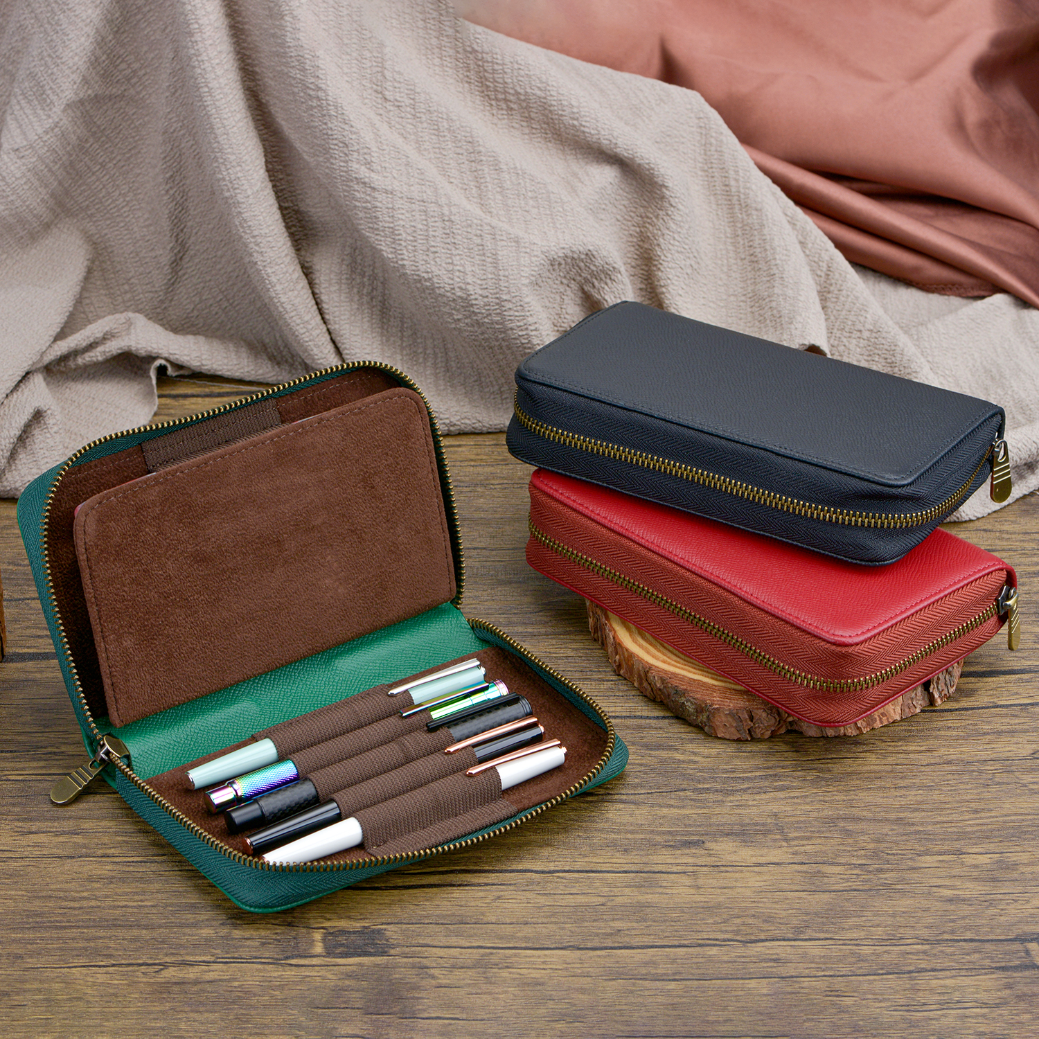 Amazon.com: Fountain Pen Case Genuine Leather Pen Case 10 Divided